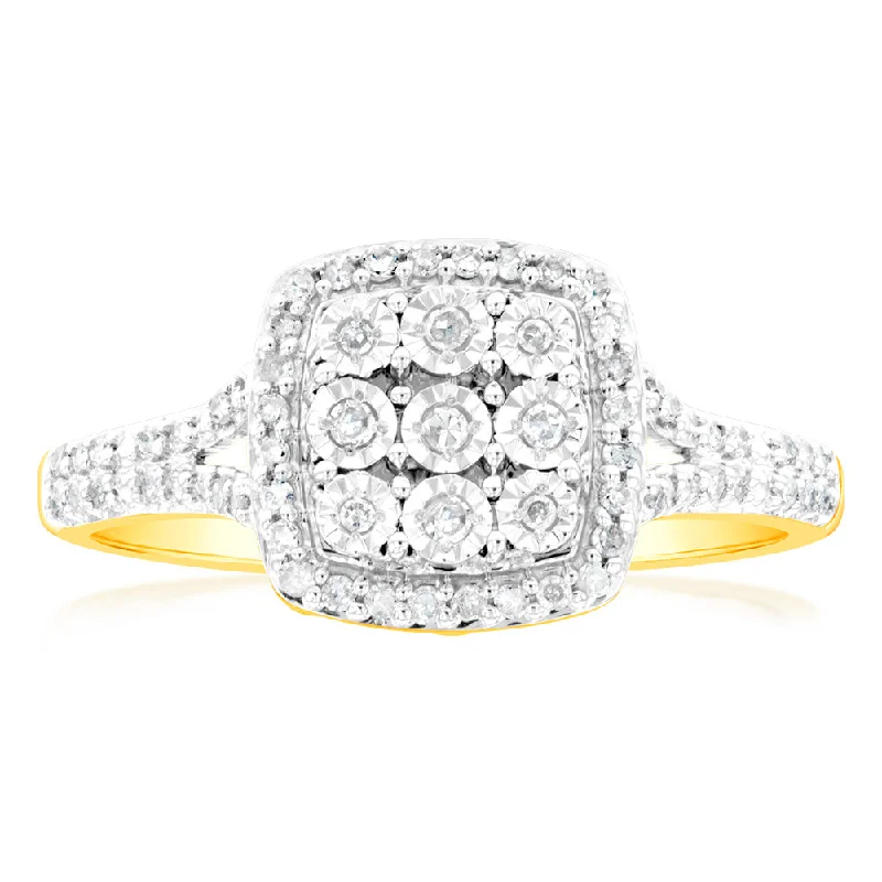 9ct Yellow Gold 1/4 Carat Diamond Dress Ring