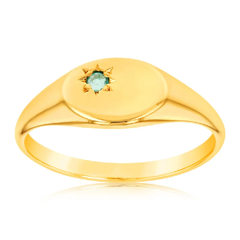 9ct Yellow Gold 1.75mm Natural Emerald Ring