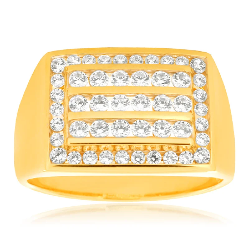 9ct Yellow Gold Channel Set Cubic Zirconia Ring