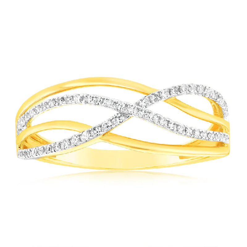 9ct Yellow Gold Luminesce Lab Grown Double Band Diamond Ring