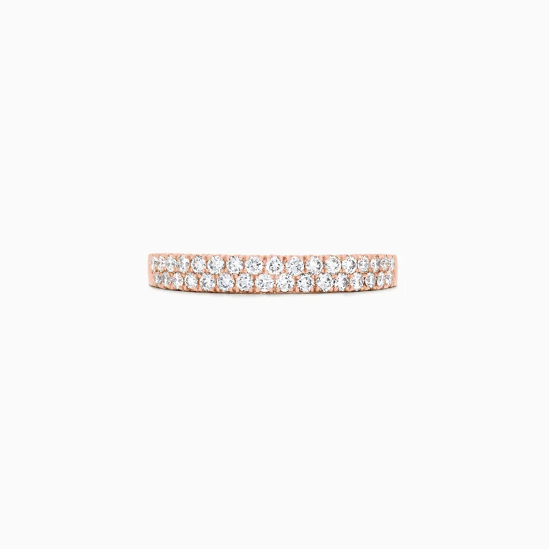 Pave Rose 14K Rose Gold Two Row Pave Diamond Band, 0.37 TCW