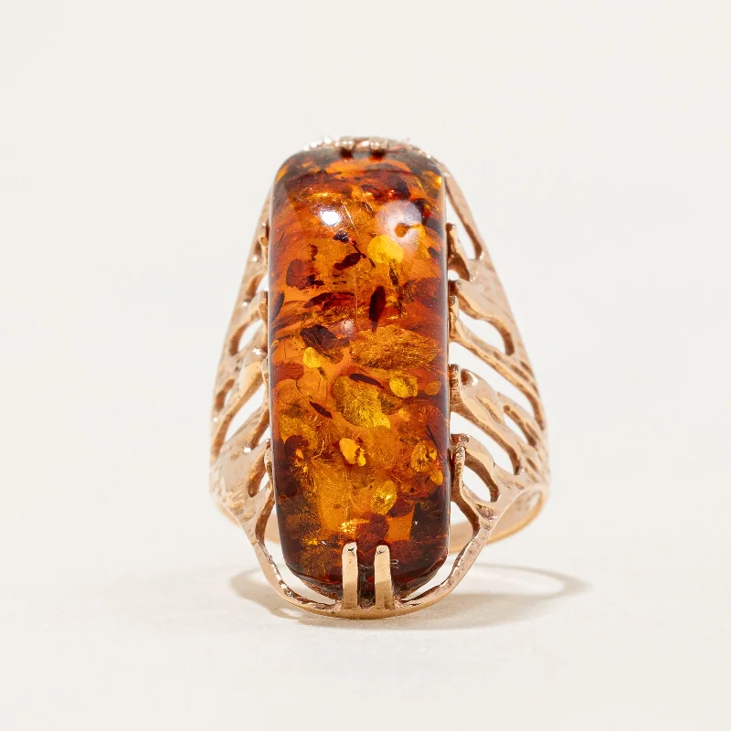 1977 Riga Amber Cocktail Ring | 5.00ct | SZ 6 |