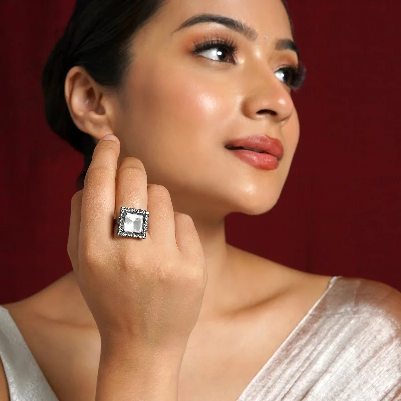 Teejh Maharani Silver Oxidised Ring