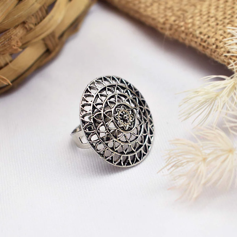 Teejh Zehra Silver Oxidised Ring