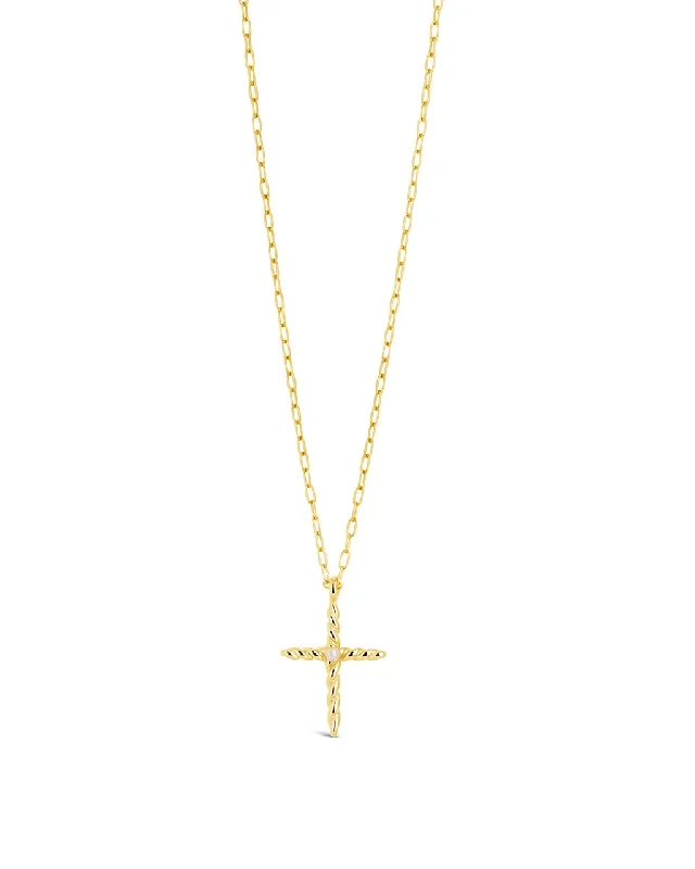 Anaïs Pearl Cross Pendant Necklace