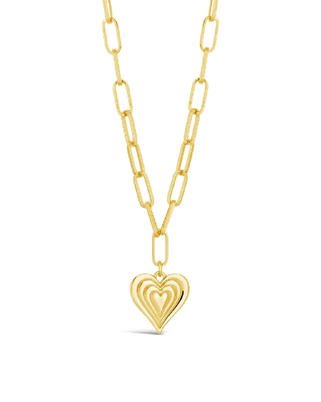 Paperclip Beating Heart Pendant Necklace