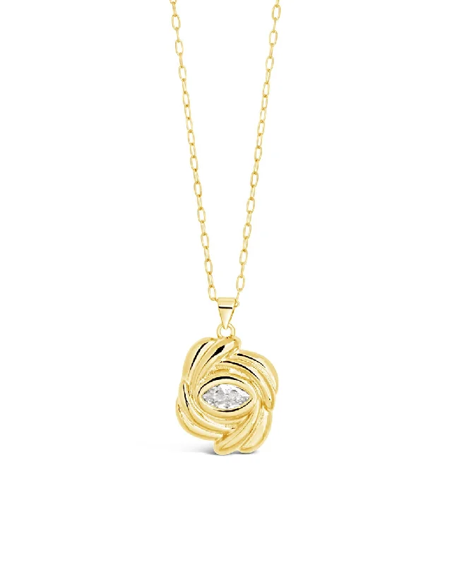 Mireille CZ Textured Pendant Necklace