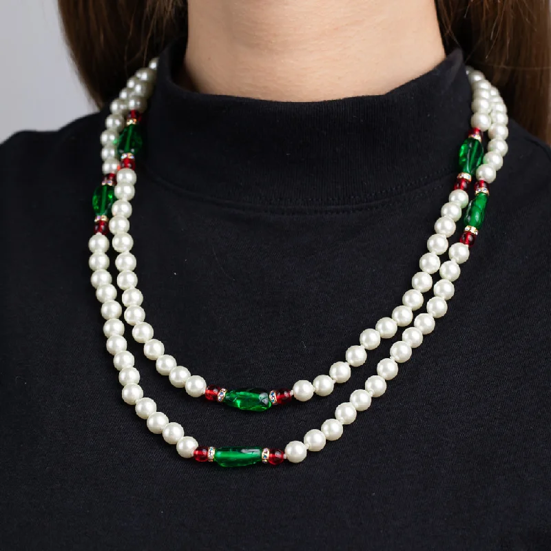 Pearl, Emerald and Ruby Necklace