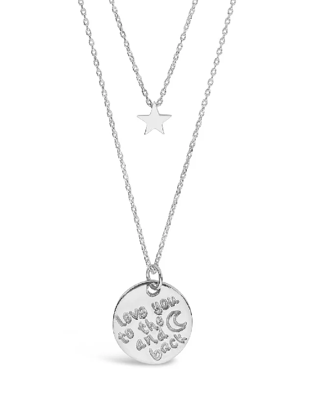 Sterling Silver Star & 'Love You to the Moon & Back' Disc Layered Necklace