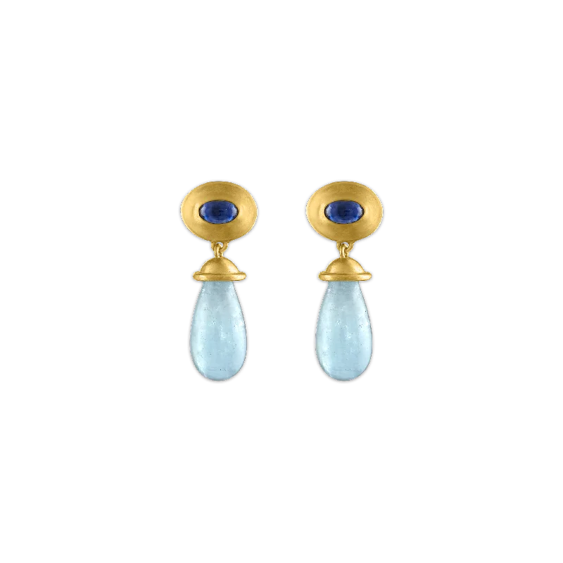 Aquamarine and Sapphire Alabastra Earrings