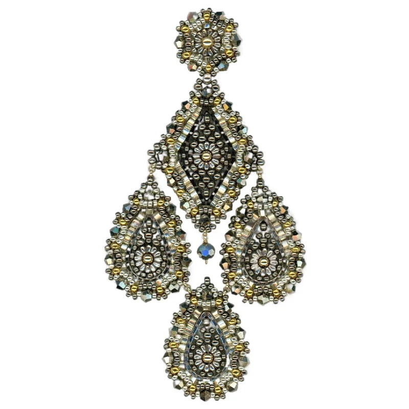 MIGUEL ASES PYRITE CHANDELIER TEARDROP EARRING