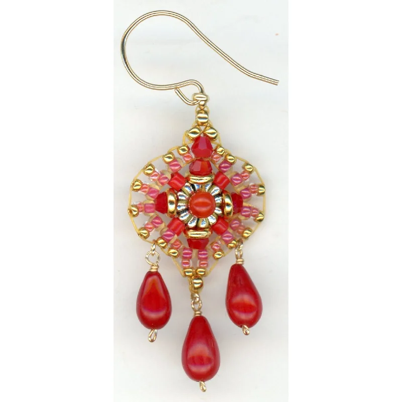 Miguel Ases Red Coral Simple Hook Drop Earring