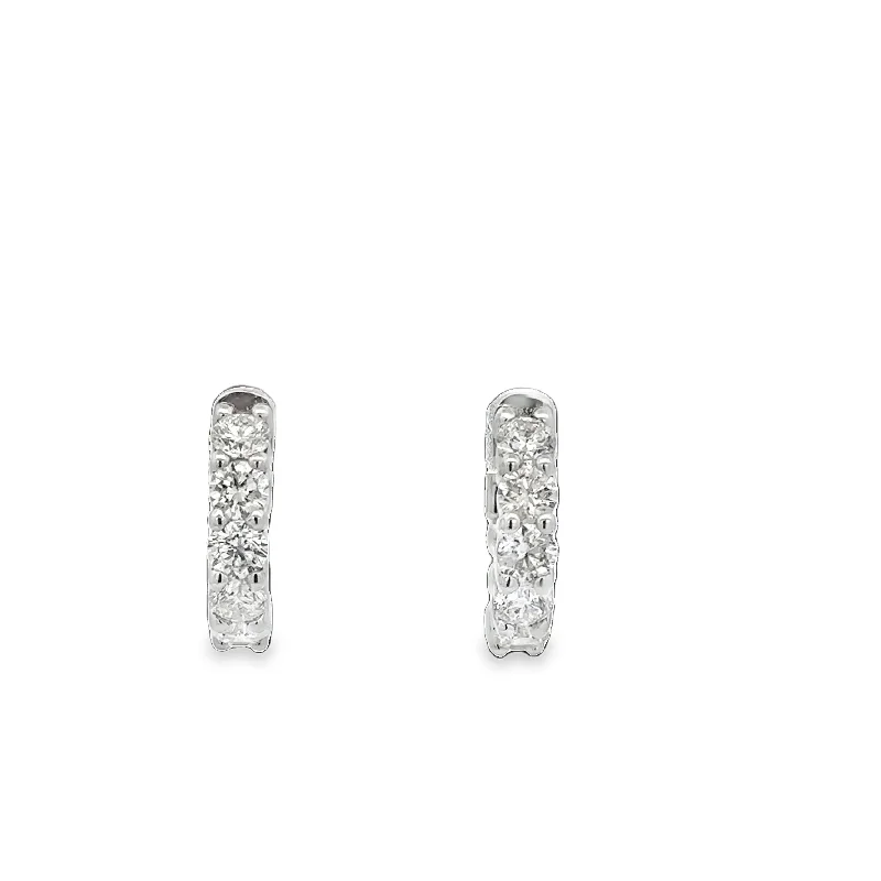 Diamond Hoop Earrings in White Gold