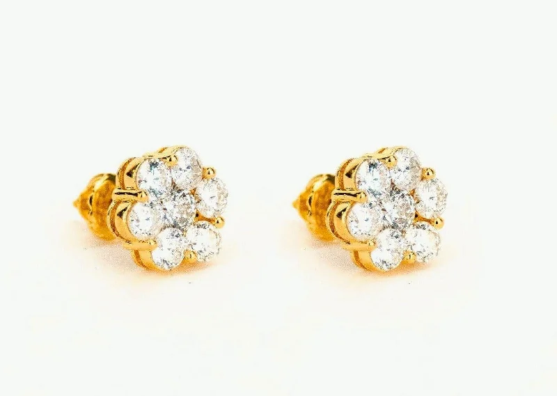 JDTK-floralearring2-   14k  Gold Custom Floral/Cluster Earrings with 3/4th CTTW Diamonds