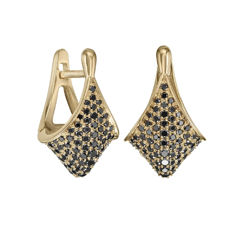 Pave Black Diamond Modern Huggie Earrings