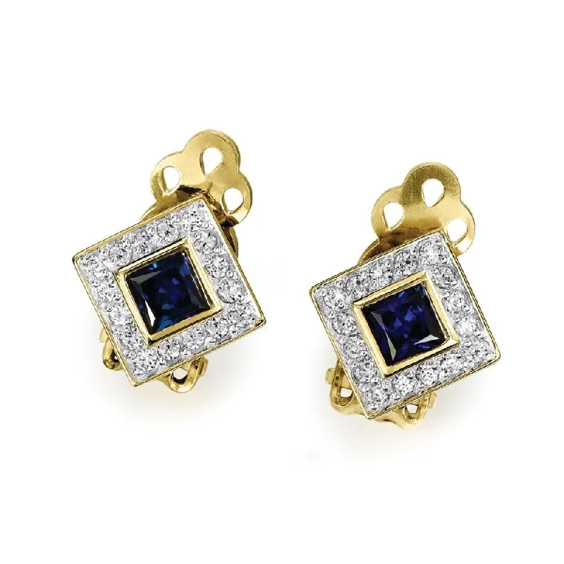 Tru-Sapphire Shimmering Clip On Earrings