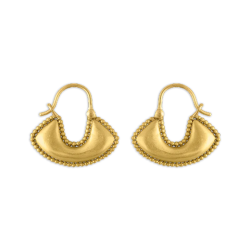 Small Granulated Boat-Shaped Hoop Earrings