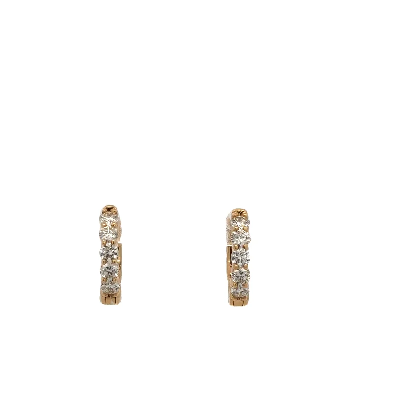 Small Diamond Hoop Earrings in Yellow Gold