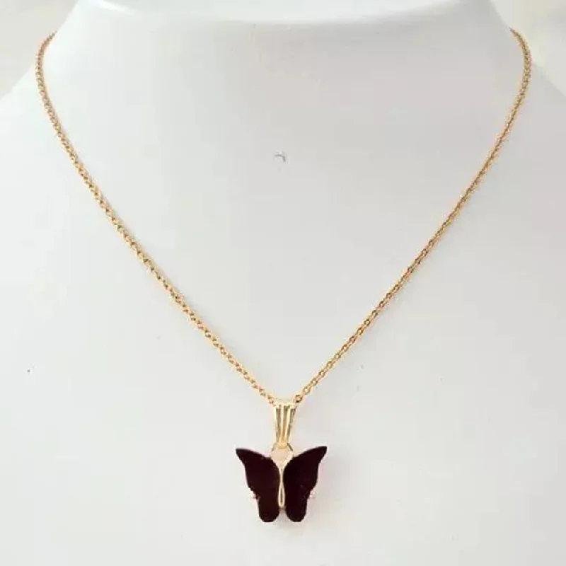 Mahavir Gold Plated Butterfly Chain Pendant