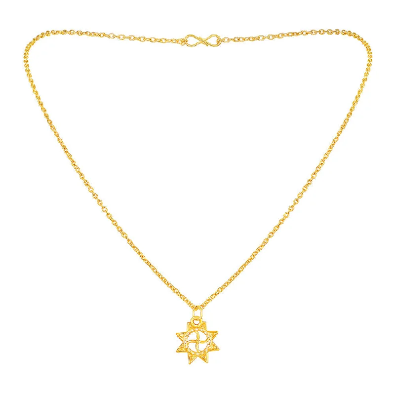 Mahi Gold Plated Sun Pendant with Chain for Men and Women (PS1101778G)