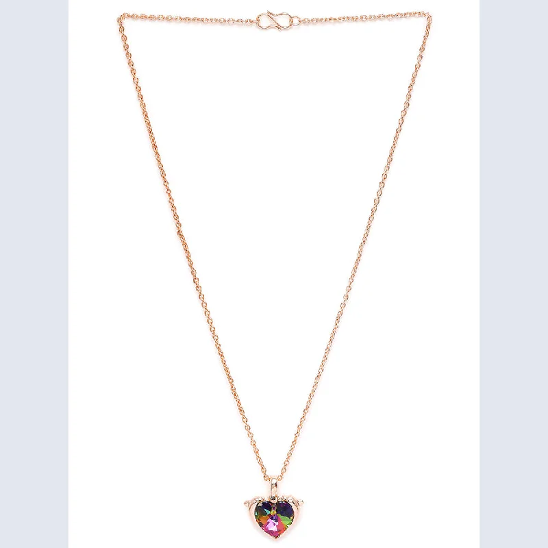 Mahi Heart Dolphino Pendant with Solitaire Multicolor Swarovski Crystal for Women (PS1101763ZMul)