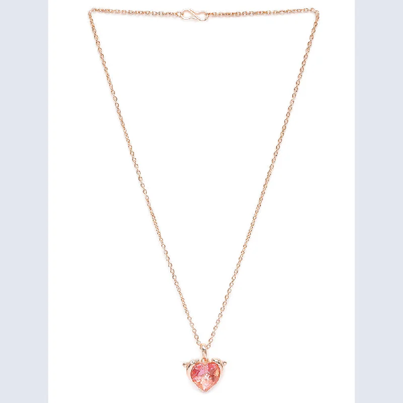 Mahi Heart Dolphino Pendant with Solitaire Pink Swarovski Crystal for Women (PS1101764ZPin)