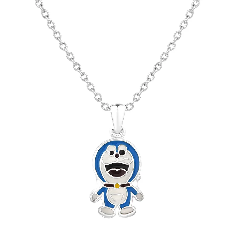 Mahi Rhodium Plated Cartoon Pendant for Kids with Meena Work Enameled (PS1101844R)