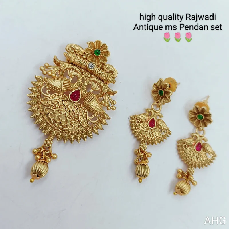 Manisha Jewellery Gold Plated Pota Stone Pendant Set