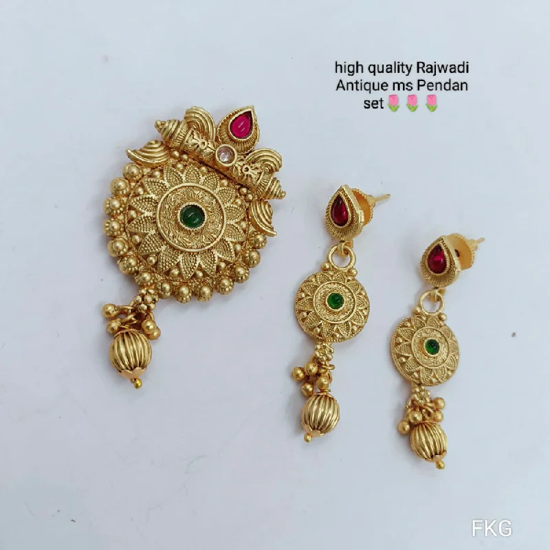 Manisha Jewellery Gold Plated Pota Stone Pendant Set