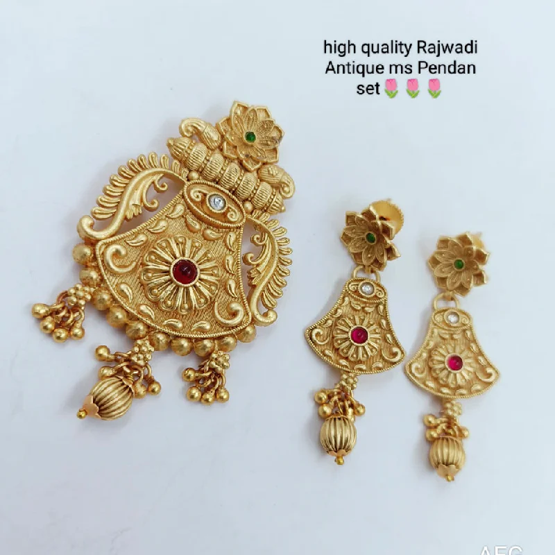 Manisha Jewellery Gold Plated Pota Stone Pendant Set