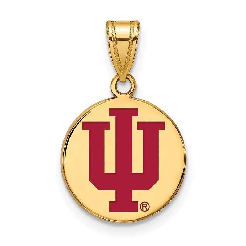 14k Gold Plated Silver Indiana U Medium Enamel Disc Pendant