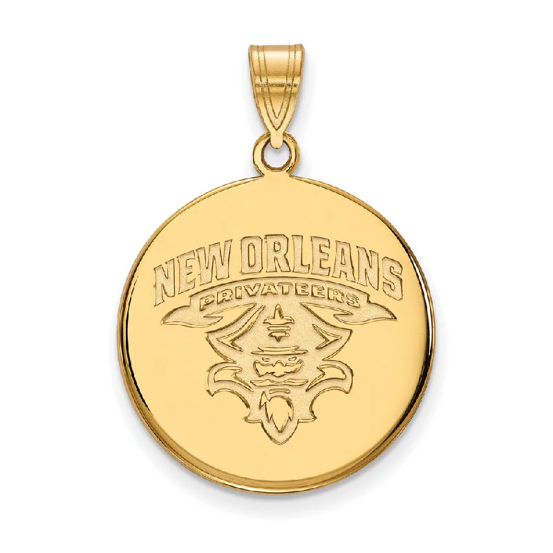 14k Gold Plated Silver U. of New Orleans Large Disc Pendant