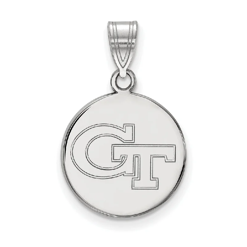 14k White Gold Georgia Technology Medium Disc Pendant