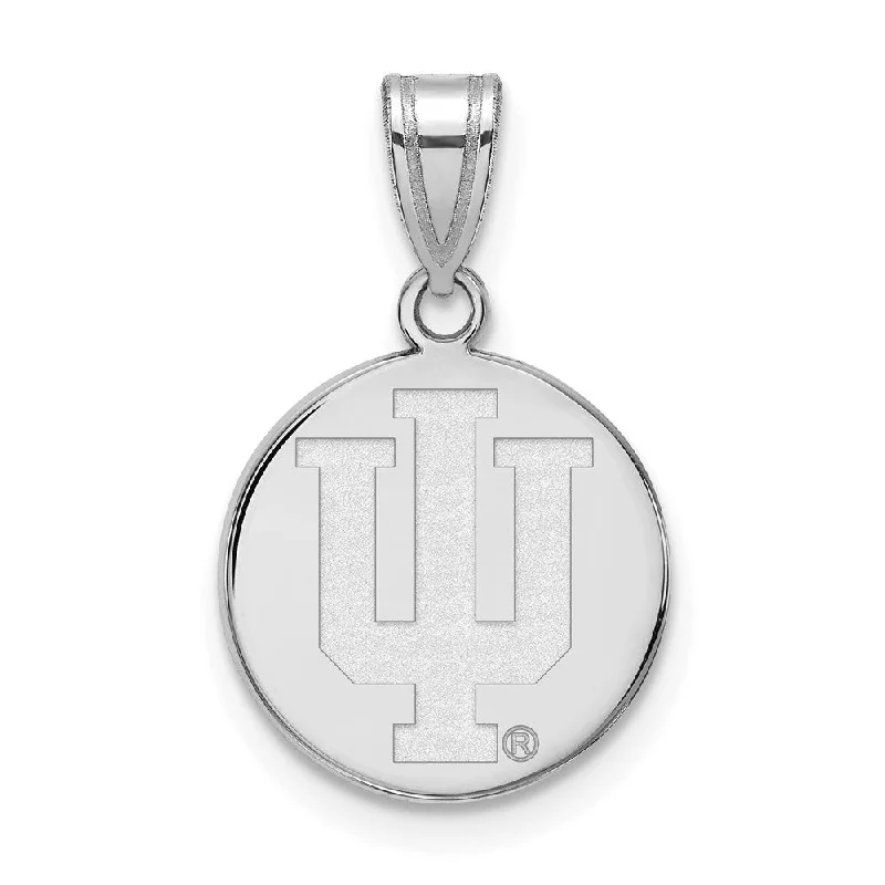 14k White Gold Indiana U Medium Disc Pendant