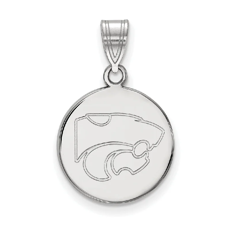 14k White Gold Kansas State Medium Disc Pendant