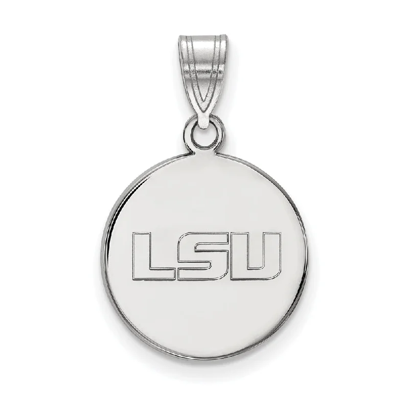 14k White Gold Louisiana State Medium Disc Pendant