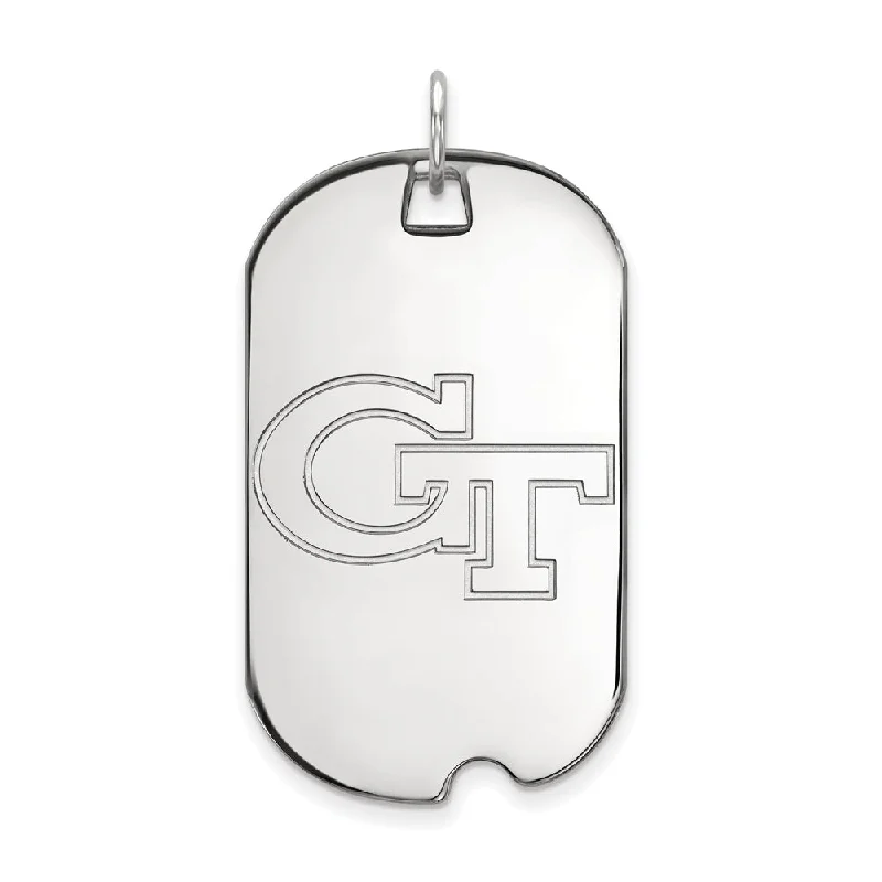 Sterling Silver Georgia Technology Large Dog Tag Pendant