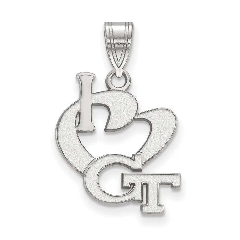 Sterling Silver Georgia Technology Large I Love Logo Pendant