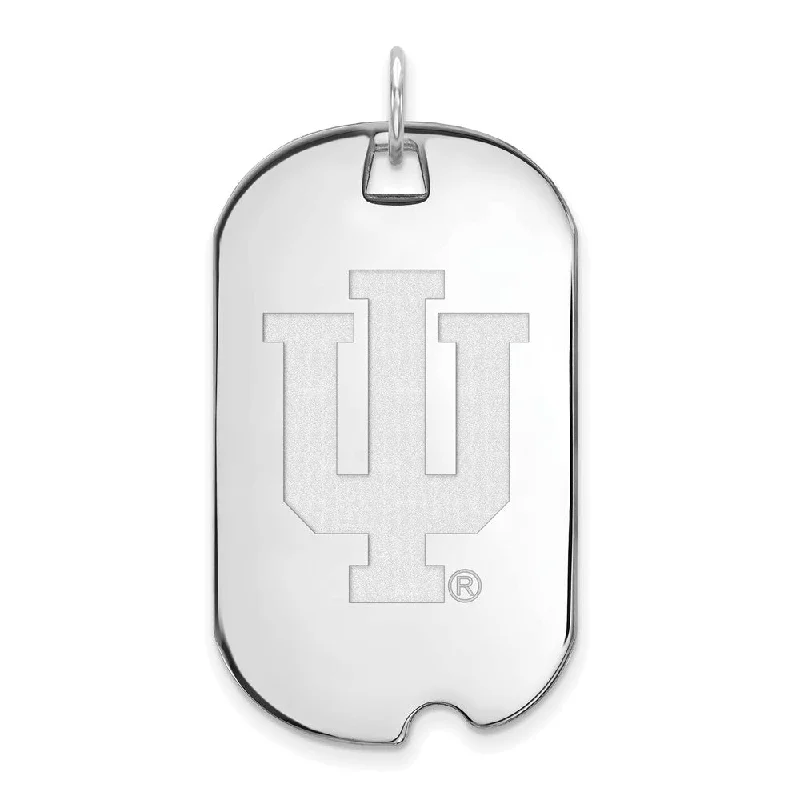 Sterling Silver Indiana U Large Dog Tag Pendant