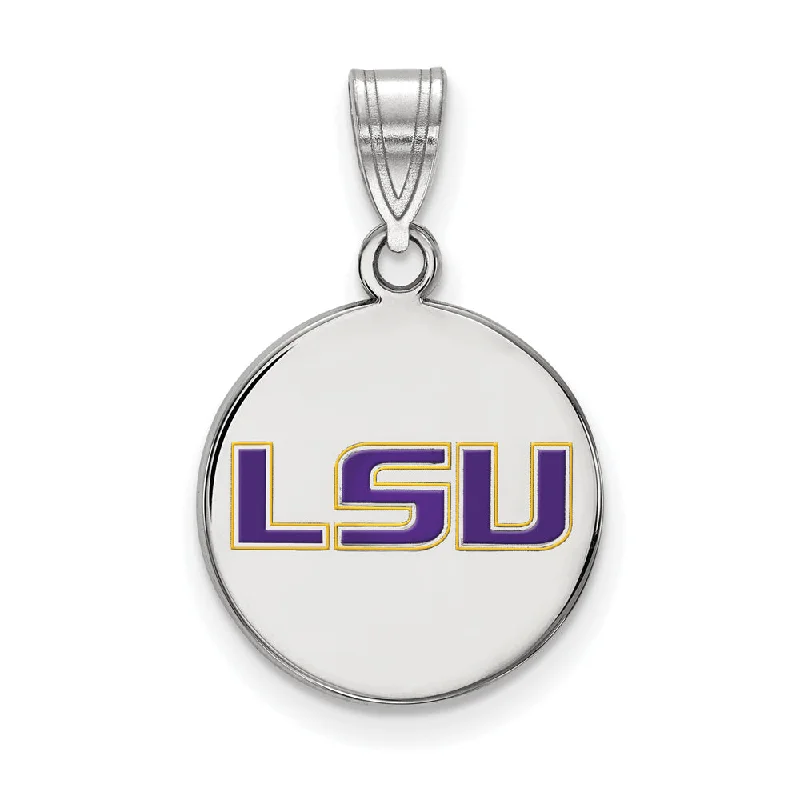 Sterling Silver Louisiana State Medium Enamel Disc Pendant