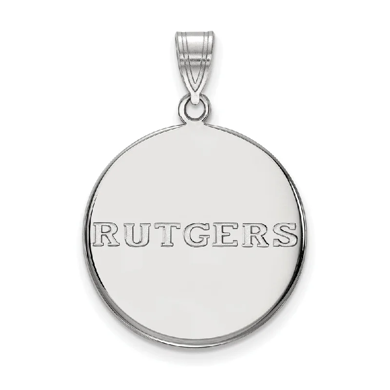 Sterling Silver Rutgers Large Script Disc Pendant