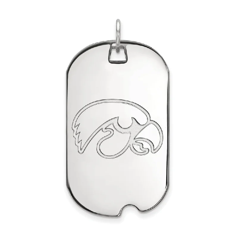 Sterling Silver U. of Iowa Large Dog Tag Pendant