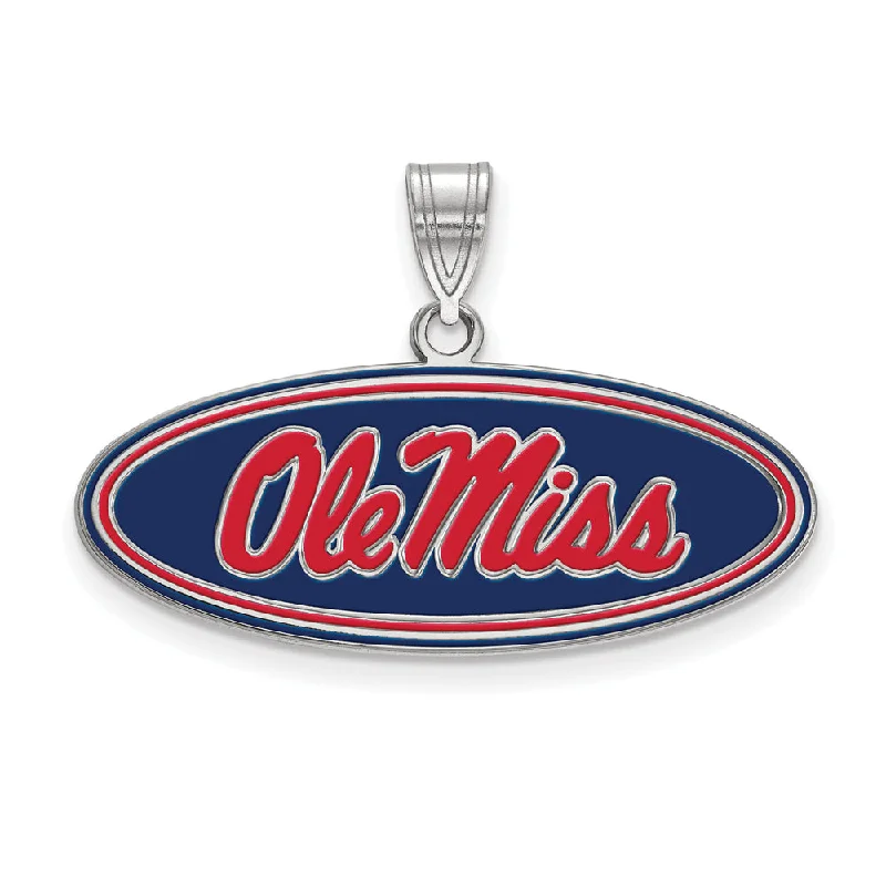 Sterling Silver U. of Mississippi Medium Enamel Pendant