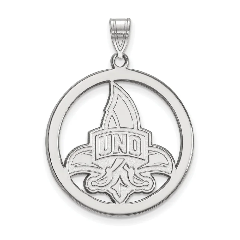 Sterling Silver U. of New Orleans XL Circle Pendant