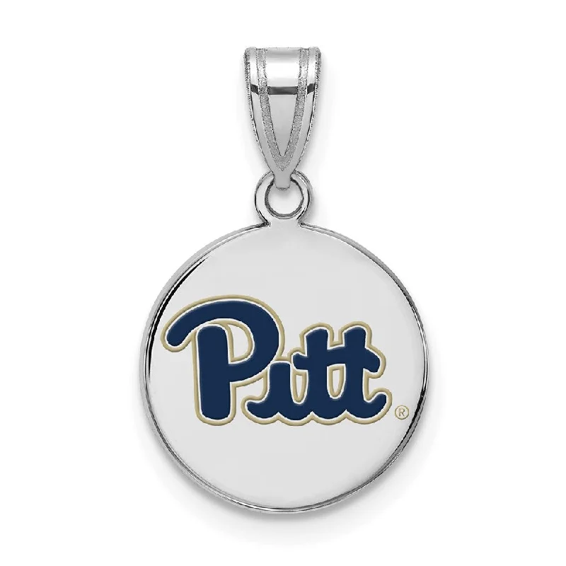 Sterling Silver U. of Pittsburgh Medium Enamel Disc Pendant