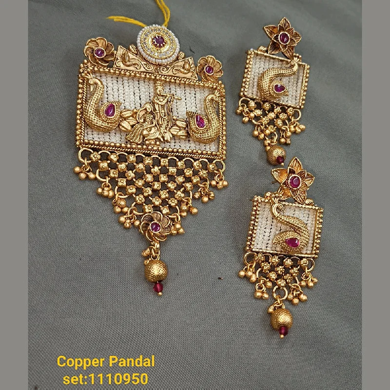 Padmawati Bangles Gold Plated Kundan Stone Pendant Set