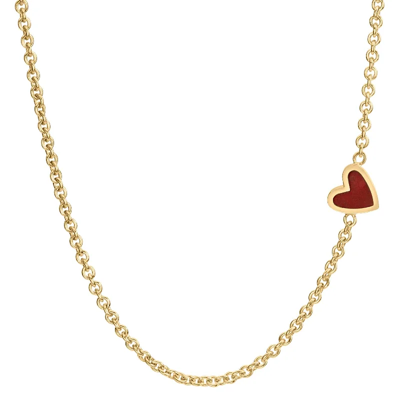 High-Quality Gemstone Jewelry For Special Occasions 2mm Gold Enamel Heart Chain