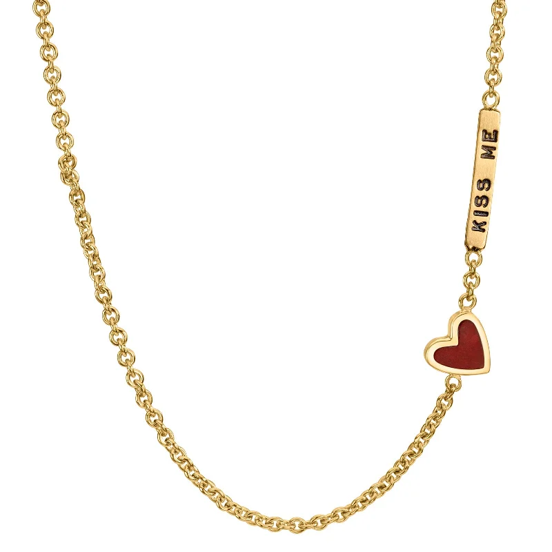 Eco-Friendly Sustainable Jewelry For Conscious Buyers 2mm Gold Kiss Me Enamel Heart Chain