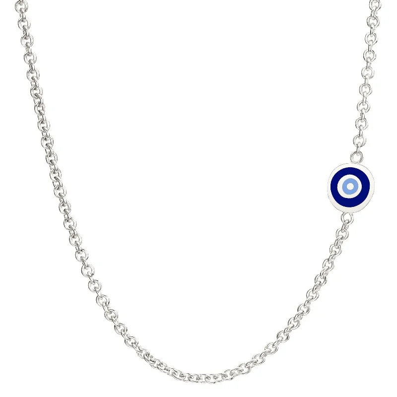 Limited-Time Offer On Elegant Jewelry Pieces 2mm Silver Enamel Evil Eye Chain