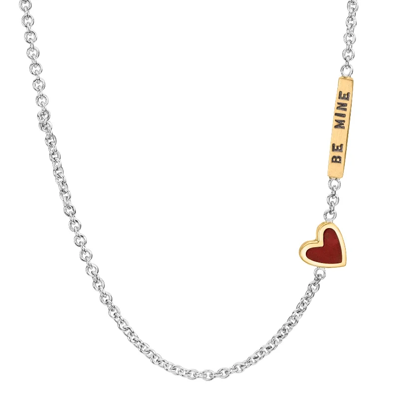 Discounted Jewelry For A Glamorous Look 2mm Silver & Gold Enamel Be Mine Heart Chain